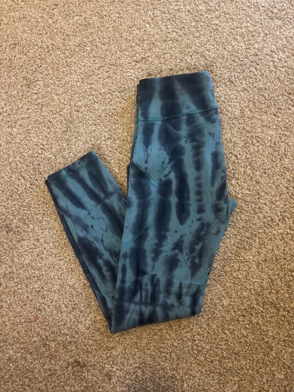 lululemon athletica Teal and Black Tie-Dye Leggings
